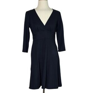 PATAGONIA Women Small Black 3/4 Sleeve Babydoll Knit Midi Dress Y2K Empire Waist